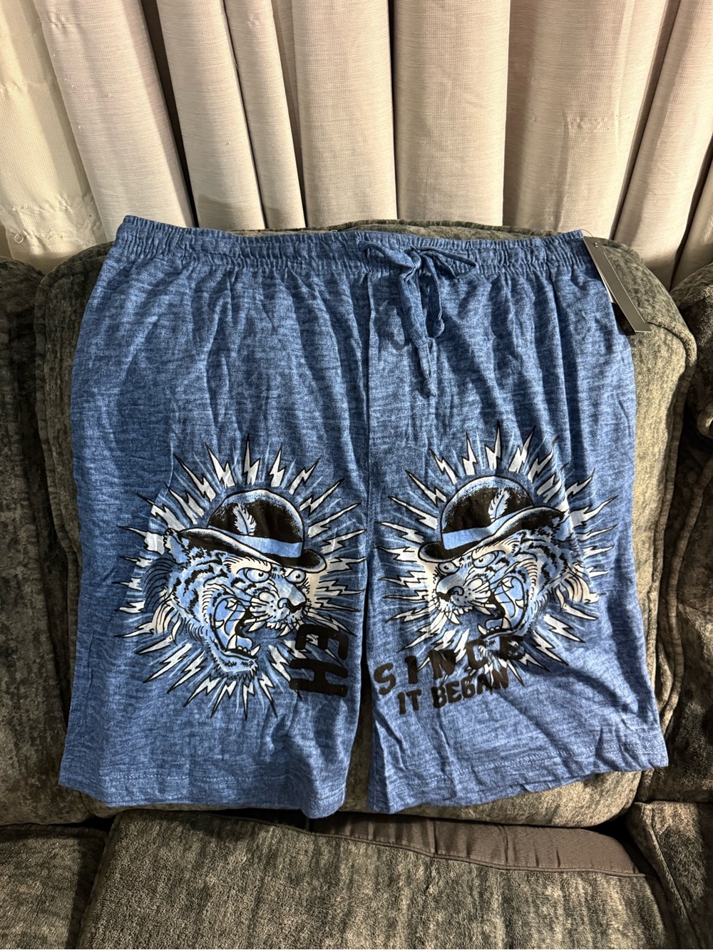 Ed Hardy Blue Graphic Tiger Shorts lightweight